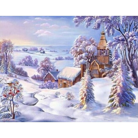 Village under Snow - Diamond Painting Kit