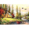 Lodge Cabin by the River Diamond Painting