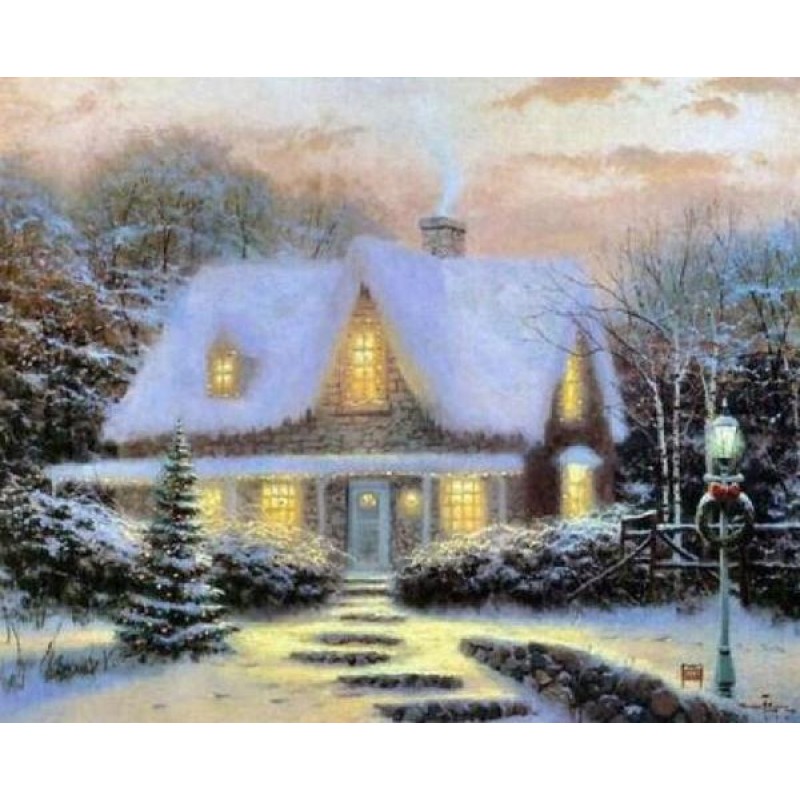 Snow Cottage by Thomas Ki...