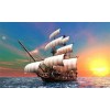 Setting Sun & Sailing Ship Diamond Painting
