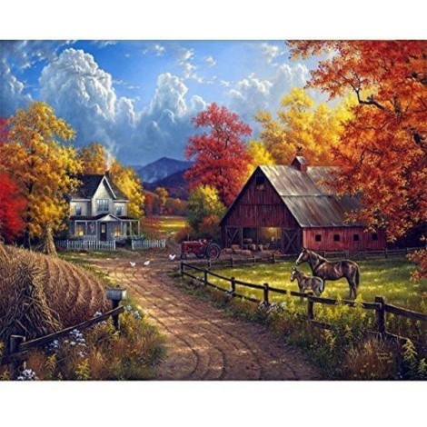 Beautiful Farm & Horses Diamond Painting