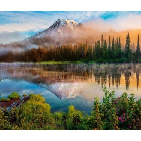 Foggy Mountain & Lake View