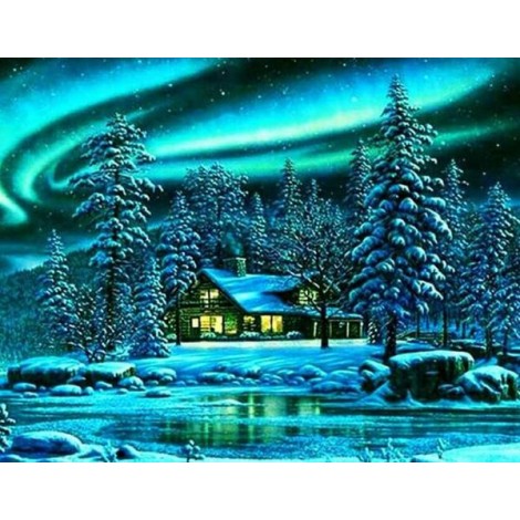 Log Cabin in the Snow