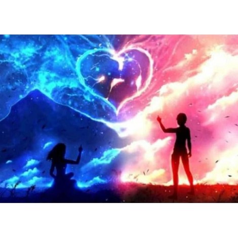 Anime Couple - Ice & Fire Love Heart