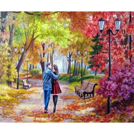 Couple Walking in Stunning Park