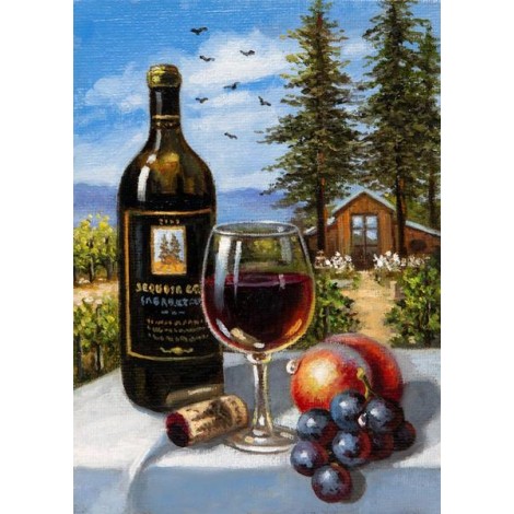 Wine Bottle & Glass with Fruits DIY Painting