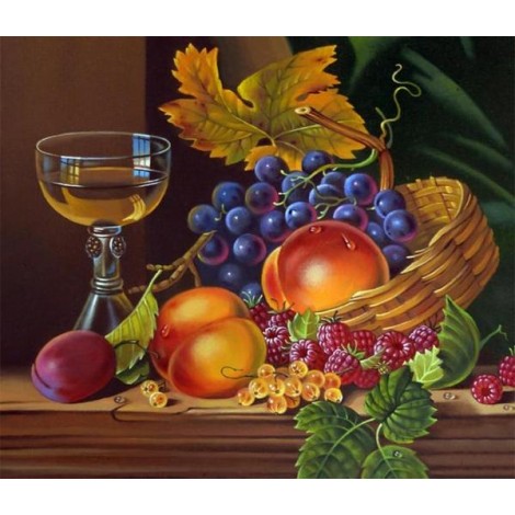 Wine Glass & Fruits Still Life Diamond Painting