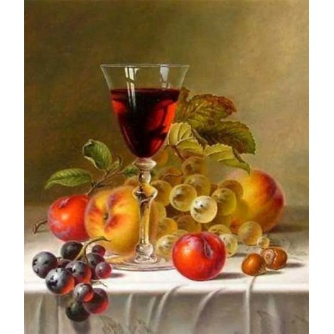 Wine Glass with some Fruits DIY Diamond Painting