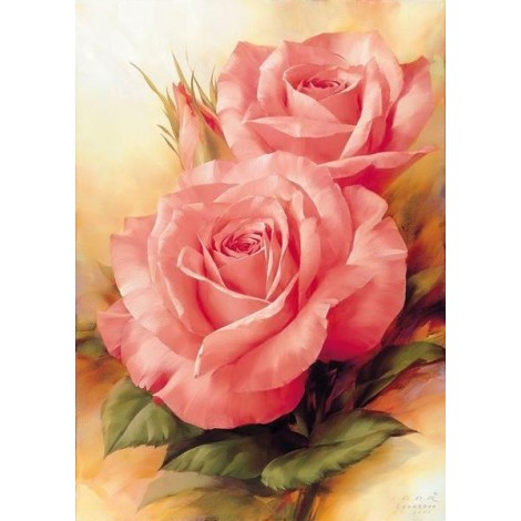 Pink Roses- Painting with Diamond