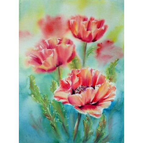 Three Poppy Flowers Diamond Painting