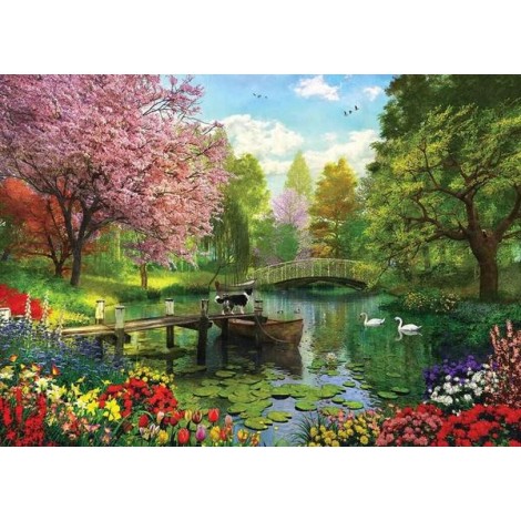 Forest Lake & Flowers Diamond Painting