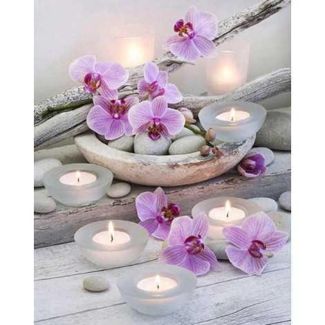 Purple Orchids & Candles