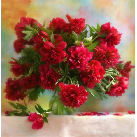Bright Red Peonies in a Vase