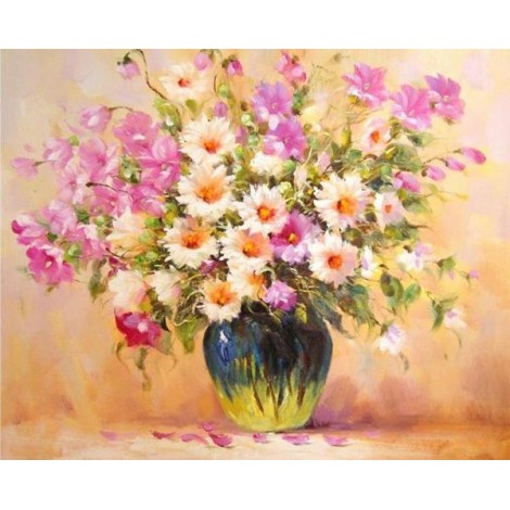 Pink & White Flowers DIY Painting