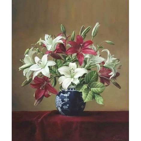 Charming Flowers Painting with Diamonds