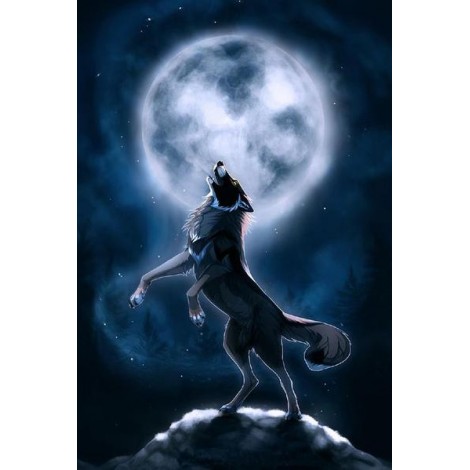Howling Wolf- Painting with Diamond