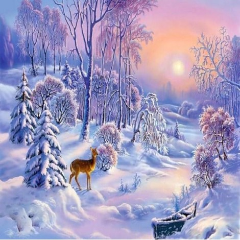 Deer & Winter Snow Diamond Painting