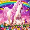 Butterflies & Fantasy Horse with Rainbow Background