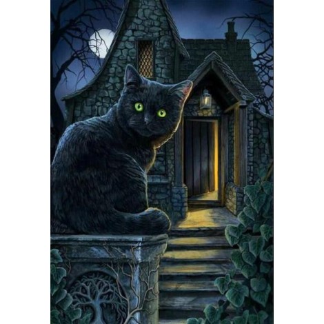 Black Cat with Green Eyes by Lisa Parker