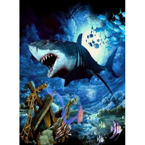 Angry Shark - Paint with Diamonds