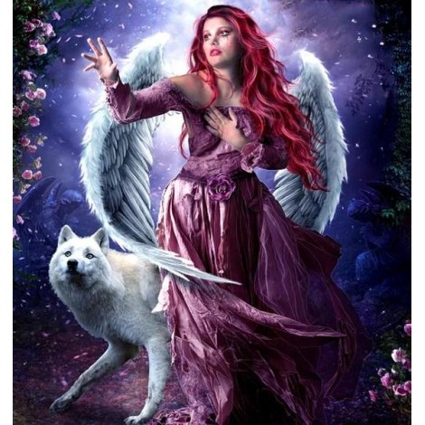 Angel Girl & White Wolf