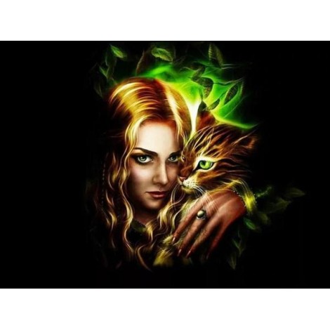 Green Eyed Cat & Girl