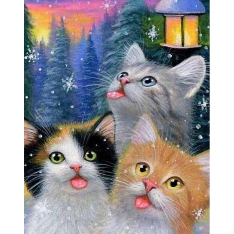 Cats in Winter - Paint by Diamonds
