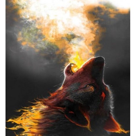 Dragon Wolf Blowing Fire