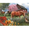 Dog & Horses on the Farm House