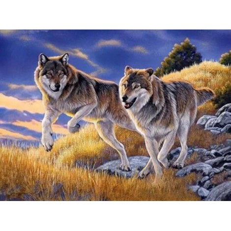 Running Wolves - Paint by Diamonds