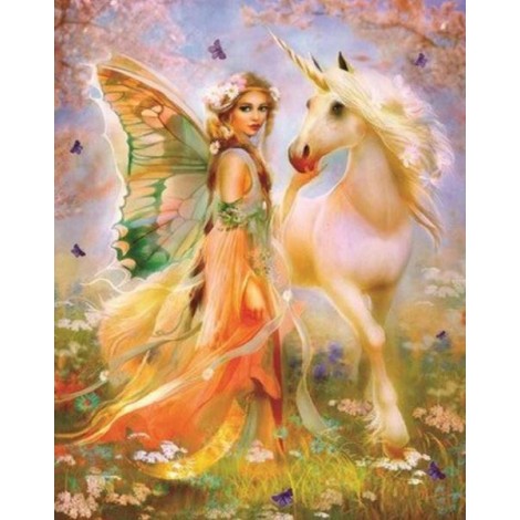 Fantasy Fairy with Her Unicorn