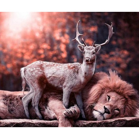 Deer & Lion - Paint by Diamonds Kit