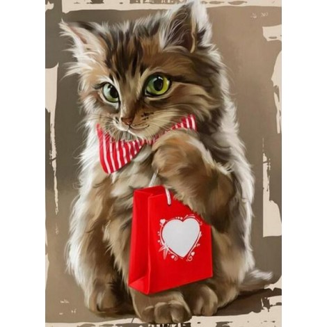 Cat with Gift Diamond Painting