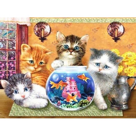 Cats & Fish Diamond Painting Kit