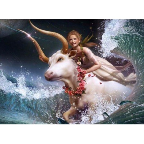 Beautiful Girl Riding the Cow