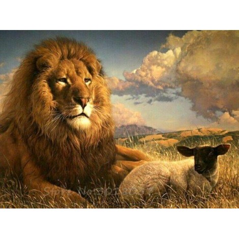 Lion & Lamb Sitting Together