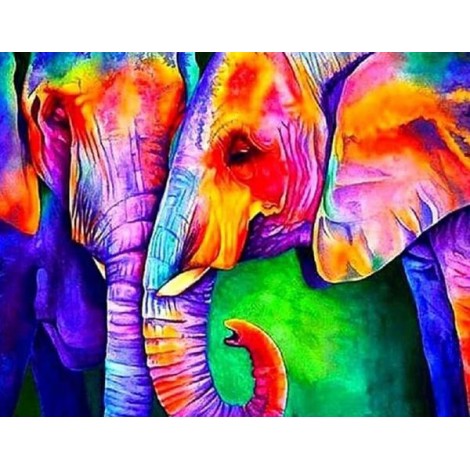 Colorful Elephant Pair