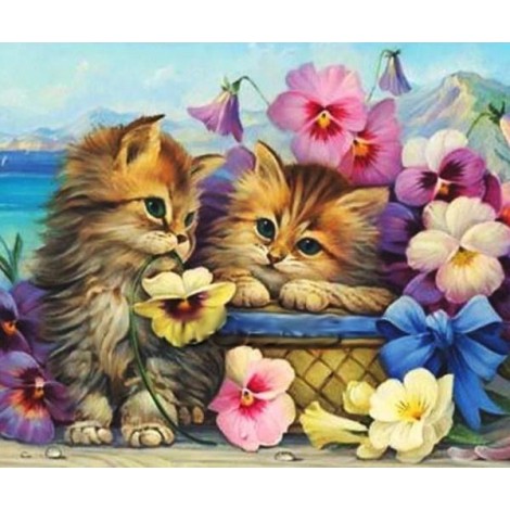 Cats & Colorful Flowers