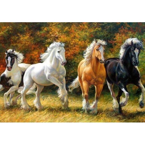 Running Horses Diamond Painting