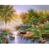 Horses Grazing by the Lake