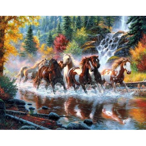 Horses Running in the Forest