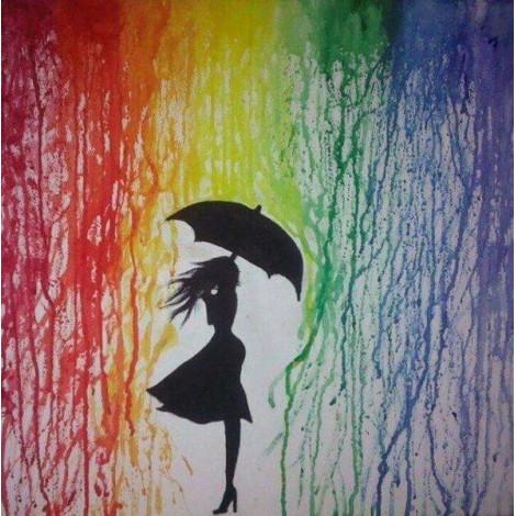 Girl in Rainbow Rain