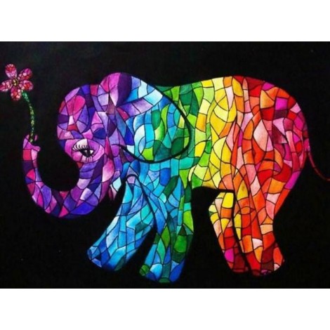 Elephant Art Stained Glass Diamond Painting