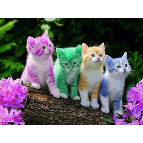 Rainbow Kittens - Paint with Diamonds