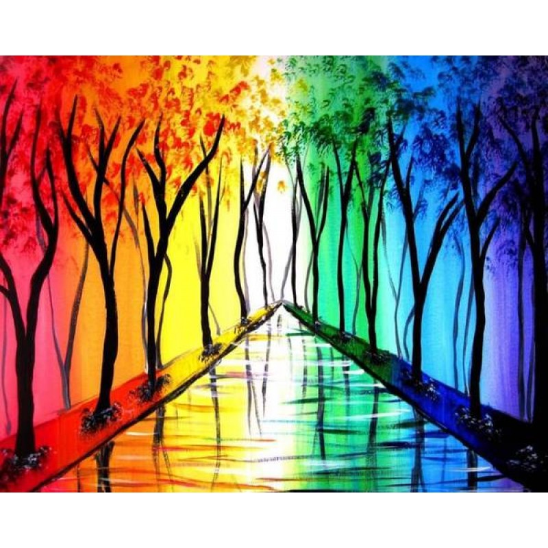Rainbow Trees Painti...