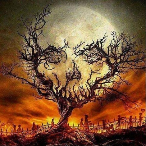 Abstract Skull Tree Diamond Painting