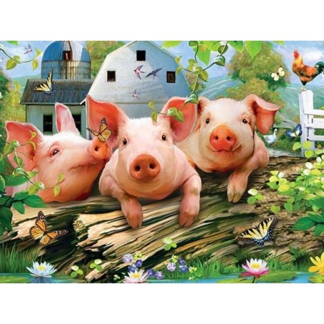 Three Cartoon Pigs Diamond Painting