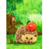 Happy Cartoon Hedgehog & Apple