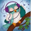 Cute Owl Listening Music