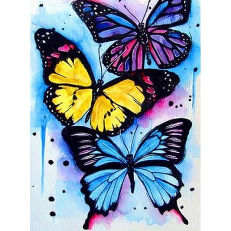 Three Colorful Butterflies Diamond Painting